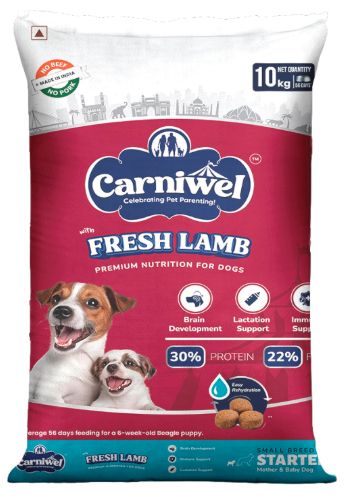 Carniwel Fresh Lamb Starter Dry Dog Food 10 kg | Natural Ingredients for Easy Weaning | GMO-Free | Highly Palatable | Immune & Lactation Support | Premium Nutrition | Tailored for Small Dogs