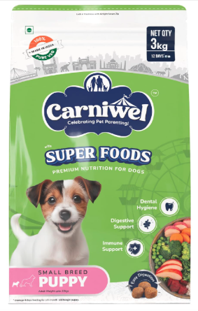 Carniwel Superfoods Puppy Dry Dog Food 3kg | 100% Vegetarian | Fresh & Natural Ingredients | Highly Palatable | GMO Free | Premium Nutrition for Small Dogs