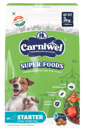 Carniwel Superfoods Starter Dry Dog Food 3kg | 100% Vegetarian | Fresh & Natural Ingredients | Highly Palatable | GMO Free | Premium Nutrition for Small Dogs