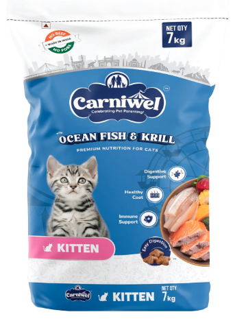 Carniwel Ocean Fish & Antarctic Krill Kitten Dry Cat Food 7 kg | Fresh & Natural Ingredients | Highly Palatable | Supports Healthy Skin & Glossy Coat | Premium Nutrition for Cats