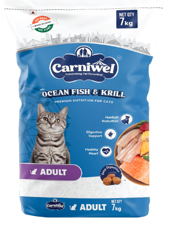 Carniwel Ocean Fish & Antarctic Krill Adult Dry Cat Food 7 kg | Fresh & Natural Ingredients | Highly Palatable | Supports Healthy Skin & Glossy Coat | Premium Nutrition for Cats