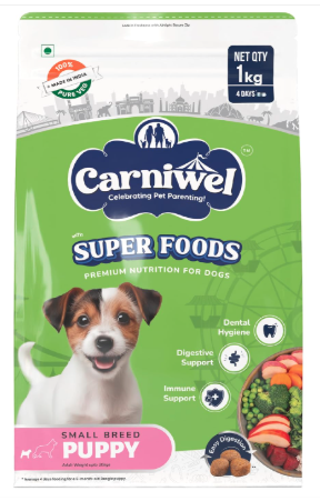 Carniwel Superfoods Puppy Dry Dog Food 1kg | 100% Vegetarian | Fresh & Natural Ingredients | Highly Palatable | GMO Free | Premium Nutrition for Small Dogs