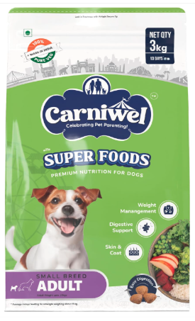 Carniwel Superfoods Adult Dry Dog Food 3 kg | 100% Vegetarian | Fresh & Natural Ingredients | Highly Palatable | GMO Free | Premium Nutrition for Small Dogs