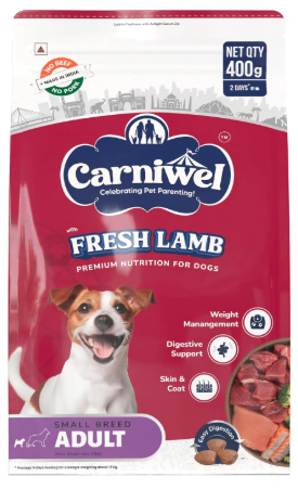 Carniwel Fresh Lamb Adult Dry Dog Food 400g | Natural Ingredients for Optimal Skin & Coat Health | Highly Palatable | Supports Joint Health | Tailored, Premium Nutrition for Small Dogs