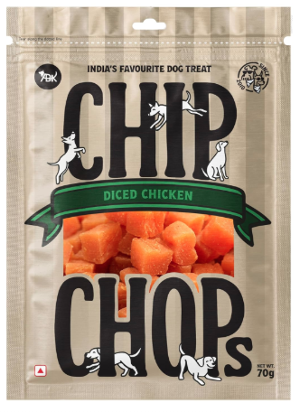 Chip Chops Diced Chicken Dog Treats High Protein Low Fat Healthy Dog Snacks Easily Digestible Nutritious Chicken Treats for All Breeds and Ages Training Reward Dog Food Supplement 70g Pack