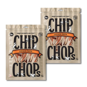 Chip Chops Chicken Pasta Dog Treat Combo Pack, Healthy & Easily Digestible Dog Snacks for Training & Reward, Protein Rich Soft Chewy Treats for All Dog Breeds, Pack of 2 x 70gm