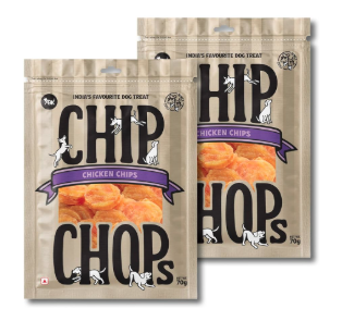 Chip Chops Chicken Chips Dog Treat, Easily Digestible, Healthy Dog Treat, Perfect for Snacks, Suitable for All Dog Breeds, Each 70gm (Pack of 2)