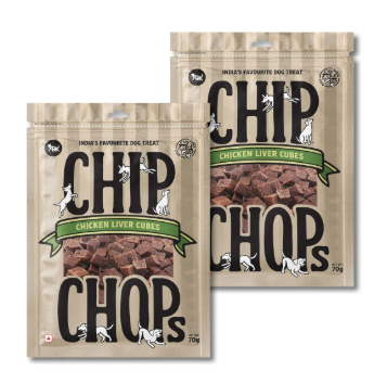 Chip Chops Chicken Liver Cubes Dog Treats for Dogs, Healthy Protein Rich Dog Snacks, Easily Digestible Training Reward Treats for Puppies & Adult Dogs, 70gm Each Pack of 2