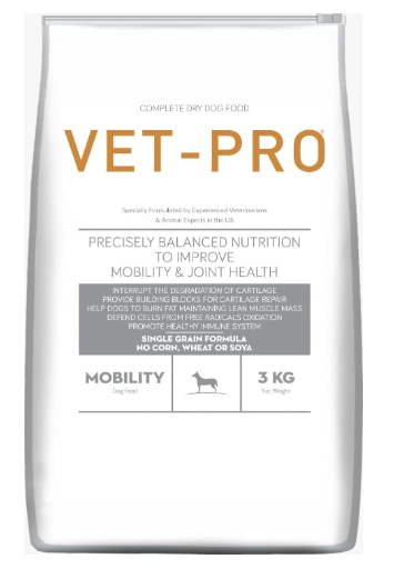 Vet-Pro Mobility Dry Adult Dog Food to Improve Mobility & Joint Health, Promotes Healthy Immune System, Chicken Flavor - 3kg