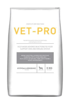 Vet Pro Hypoallergenic Adult Dog Dry Food 3kg + 3kg for Dogs with Adverse Reactions to Food, Fish Flavor Pack of 2