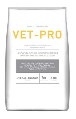 Vet Pro Hypoallergenic Dog Food, Complete Dry Food with Hydrolyzed Proteins, 3 kg