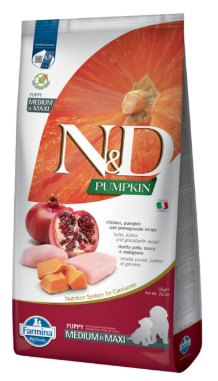 Farmina N&D Pumpkin Puppy Medium/Maxi Dog Food | Chicken, Pumpkin & Pomegranate |Rich in Anti-oxidants| Complete Food for Puppies | 12kg