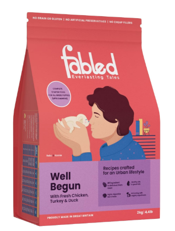 Fabled Well Begun - Dry Dog Food for Puppies (Upto 3 Months), Grain Free - Gluten Free with Fresh Chicken, Turkey & Duck, 2 kg