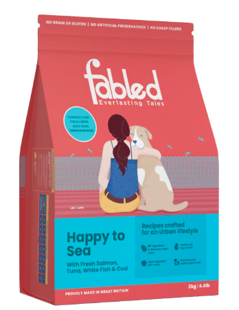 Fabled Happy to Sea - Adult Dry Dog Food (Above 12 Months), Hypoallergenic - Grain Free with Salmon, Tuna, White Fish and Cod, 2 kg