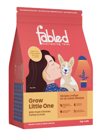 Fabled Grow Little One- Dry Dog Food for Small and Medium Breed Puppies (3-12 Months), Grain Free, Turkey & Duck, 2 kg