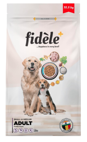 Fidele+ Adult Small & Medium Dog Food | 10.8kg | Small Kibble for Fussy Eaters | Prebiotics for Digestion | Healthy Skin & Coat | Real Chicken