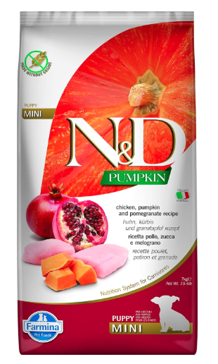 Farmina N&D Pumpkin Puppy Mini Dog Food | Chicken, Pumpkin & Pomegranate | Rich in Anti-oxidants|Complete Food for Puppies | 7kg