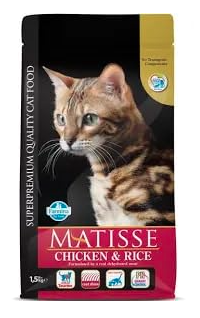 Farmina Matsse Adult Cat Food, Chicken and Rice Formula, 1.5 kg