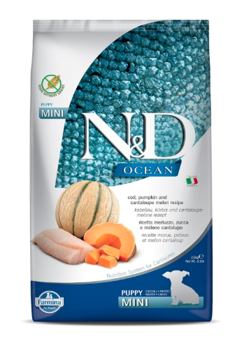 Farmina N&D Ocean Puppy Mini Dog Food | Cod, Pumpkin & Cantaloupe Melon |Supports Healthy Growth & Brain Development | 2.5kg