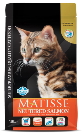Matisse Farmina Pet Foods Dry Cat Food, Neutered Adult, 1.5-Kg, Salmon