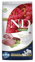 N&D FARMINA PET FOODS Quinoa Weight Management Dry Dog Food, Grain-Free, Adult Breed, 7- Kg, Lamb Broccoli and Asparagus