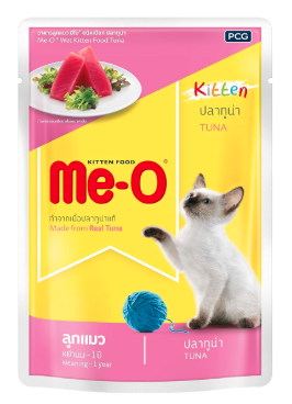 Me-O Pouch Kitten Wet Food Tuna in Jelly 80 G, (Pack of 12, 960g)
