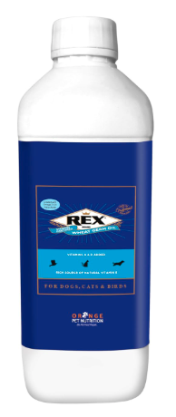 Rex Wheat Germ Oil 1 LTR | Rich in Vitamin E & Omega 3, 6 | Skin & Coat Supplement for Dogs, Cats, Horses, Birds & Small Pets