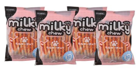 Milky Chew Chicken Stick Dog Treats – Premium Rawhide-Free Milk-Flavoured Sticks for Dogs of All Ages & Sizes – Nutritional 4-Pack