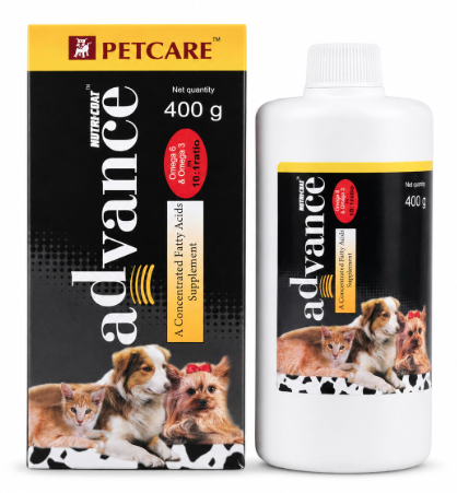 Nutri-Coat Advance Dog Skin and Fur Supplement Syrup with Omega 3 and 6 Fatty Acids, Vitamins, Supports Shiny Fur, Skin Health, 400 ml