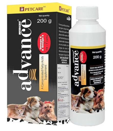 Nutri-Coat Advance Dog Skin and Fur Supplement Syrup with Omega 3 and 6 Fatty Acids, Vitamins, Supports Shiny Fur, Skin Health, 200 ml