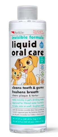 Petkin Liquid Oral Care for Dogs & Cats, Dental Water Additive for Fresh Breath & Teeth Cleaning, Daily Pet Oral Hygiene Solution, 240ml