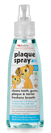 Petkin Cool Mint Plaque Spray for Dogs & Cats, No Brush Cleaning, Brightens Teeth, Freshens Breath, Easy Application, Daily Use, 120 ml