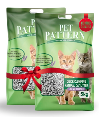 Pet Paterrn Natural Cat Best Litter, Quick-Clumping, Non-Scented, Low Dust Formula, Odour Free Home Exclusive (5kg Lavender Scented Pack of 2)