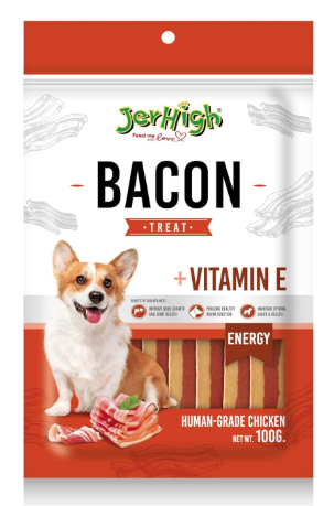 JerHigh All Life Stages Dog Treats, Free from by-Products & Gluten, Bacon (Stick, 4 X 100g, Sold by DogsNCats)