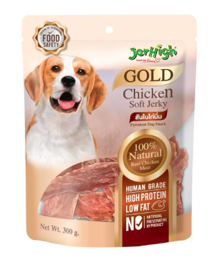 Jerhigh Chicken Jerky Dog Treats, Human Grade High Protein Chicken, Fully Digestible Healthy Snack & Training Treat, Soft Chicken Jerky 300gmx3