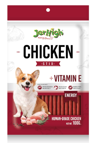 JerHigh Fully Digestible Healthy Snack & Training Treat Human Grade High Protein Chicken with Chicken Flavour 100g (Pack of 4) - DogsNCats