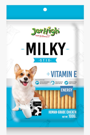 JerHigh DogsNCats Human Grade High Protein Chicken, Fully Digestible Healthy Snack & Training Treat, Milk Stix Dog Treats Stick(3 X 100g)