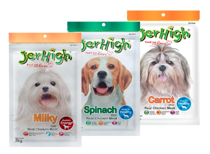 JerHigh Dogsncats Real Chicken Food Treat Stick Milky, Carrot, Spinach Flavor 3 Pack Combo Set 70G for Dogs Sold By Dogsncats,All Life Stages