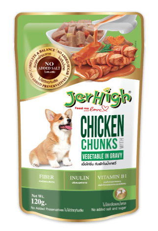 Jerhigh Wet Dog Food, Human Grade High Protein Chicken,Gravy Chicken & Vegetable (Pack of 72) with Free Gnawlers Calcium Bone (1pc) 22g