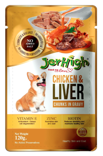 Jerhigh Wet Dog Food, Human Grade High Protein Chicken, Gravy Chicken & Liver (Pack of 36),All Life Stages