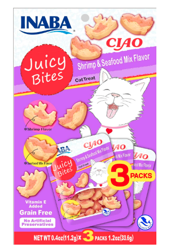 Inaba Juicy Bites Shrimp & Seafood Mix Flavor 33,9g /3 Pouches Per Pack