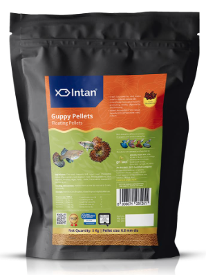 Intan Guppy Pellets (0.8mm Floating) | 5Kg - Highly Nutritious Ornamental Fish Food for Guppies & Small Surface Eating Fish | Growel Feeds