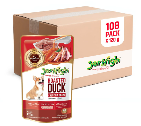 Jerhigh Wet Dog Food, Human Grade High Protein Chicken, Gravy Roasted Duck (Pack of 108),All Life Stages