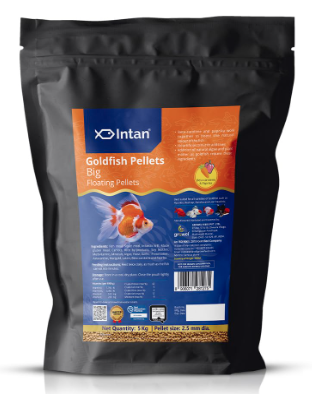 Intan Goldfish Pellets (Big 2.5mm Floating) | 5Kg - Highly Nutritious Ornamental Fish Food for All Goldfish - Ryukin, Red Cap, Ranchu & Lionhead