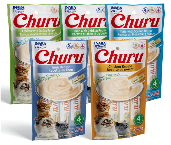 Inaba Ciao Churu Lickable Puree Creamy Cat Treat 5 Flavor Variety Pack,All Life Stages
