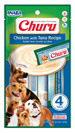 Inaba Dog Churu Chicken with Tuna Recipe | Wet Creamy Lickable Dog Treat |24 Tubes (Pack of 6, 56 GMS per Pack)