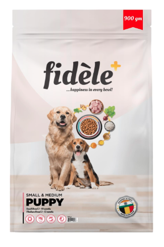 Fidele+ Small & Medium Puppy Food | 900g | Nutrient Rich Growth | Immunity & Digestion Support | Real Chicken | Natural Herb Mix