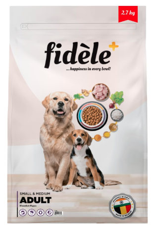 Fidele+ Adult Small & Medium Dog Food | 2.7kg | Small Kibble for Fussy Eaters | Prebiotics for Digestion | Healthy Skin & Coat | Real Chicken