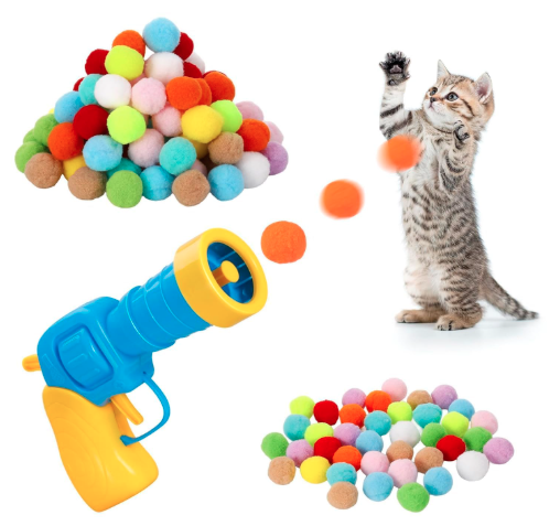 Interactive Ball Launcher, Cat Ball Toys | Launcher with 20pcs Soft Plush Balls Silent Smart Play Toy Shooting Toy Funny Interactive Cat Toys