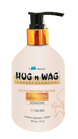 Hug n Wag Luxury Pet Shampoo, Deodorizing and Detangling, Kiwi and Green Tea Extract, 350 ml